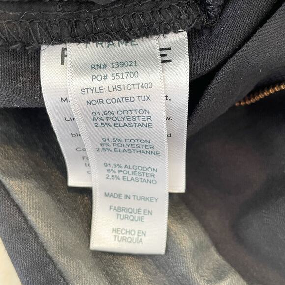Frame Denim Le High Rise Straight Black Noir Coated Tuxedo Side Stripe Jeans 26 - Picture 14 of 14